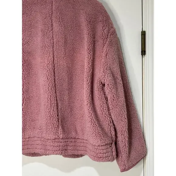 Free People Joplin Faux Fur Cozy Teddy Jacket Smoked Pink Size Large NWT Slouchy